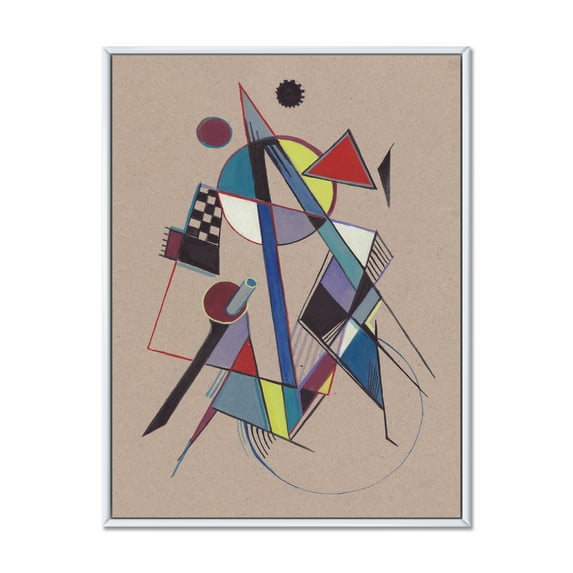 Designart 'Abstract Compositions Of Colored Geometric III' Modern Framed Canvas Wall Art Print