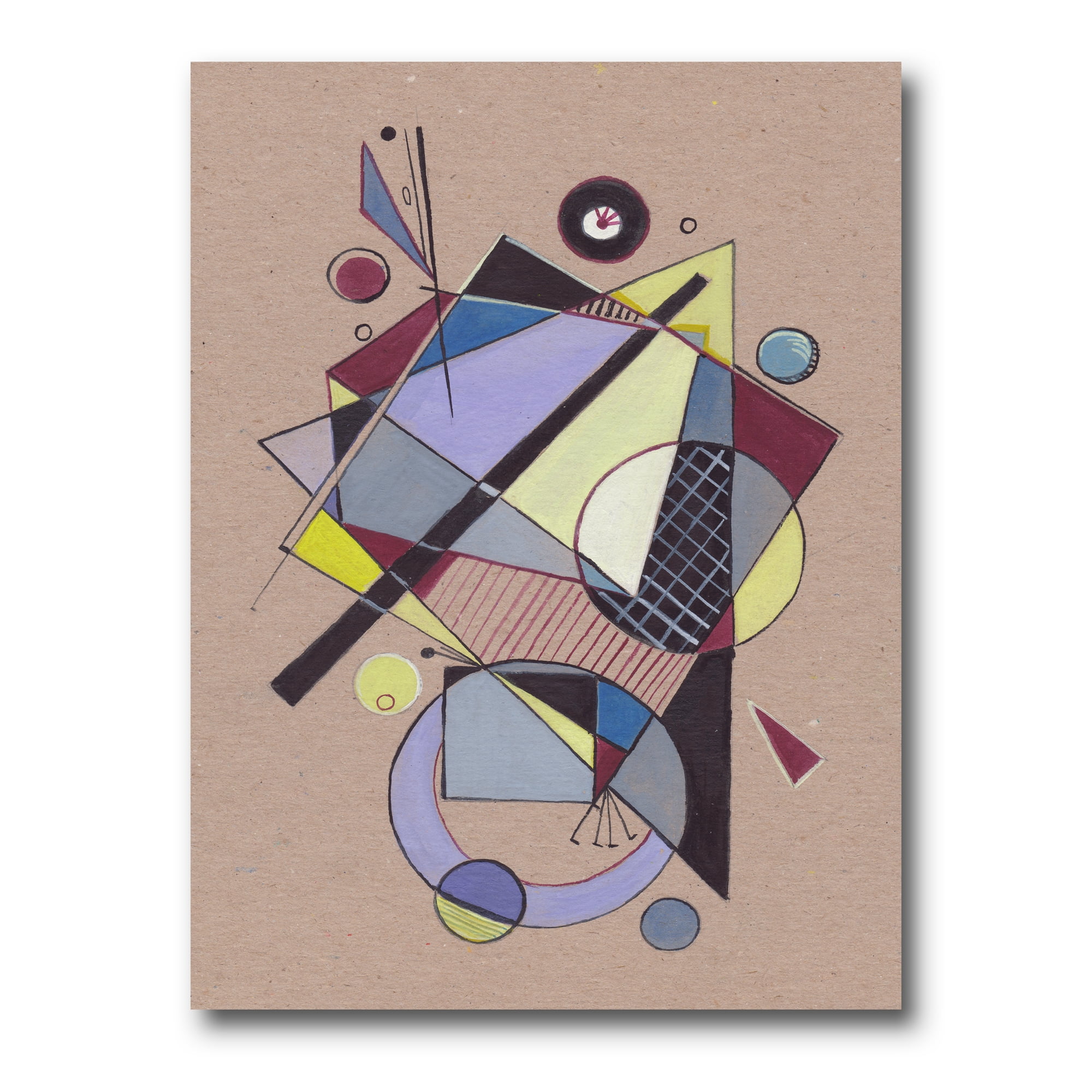 Designart ' Abstract Compositions Of Colored Geometric IV ' Modern Canvas Wall Art Print