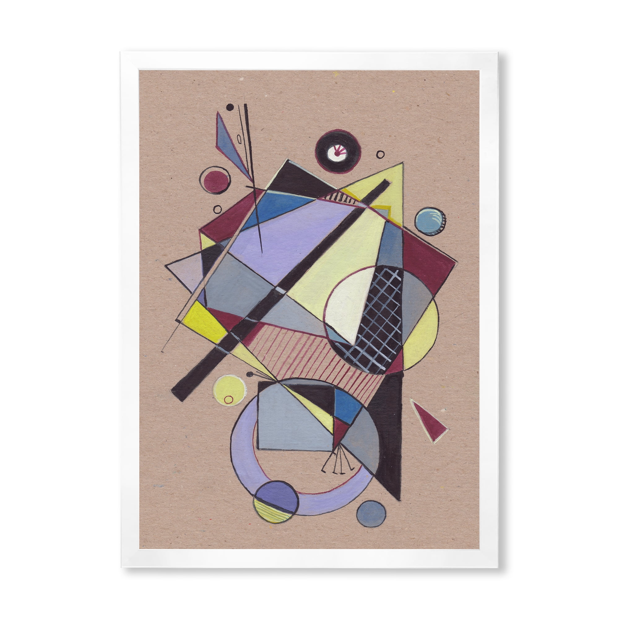 Designart 'Abstract Compositions Of Colored Geometric IV' Modern Framed Art Print