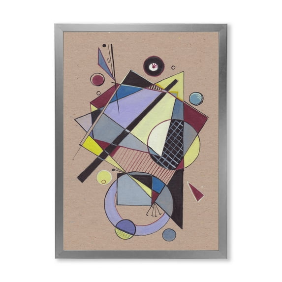 Designart 'Abstract Compositions Of Colored Geometric IV' Modern Framed Art Print