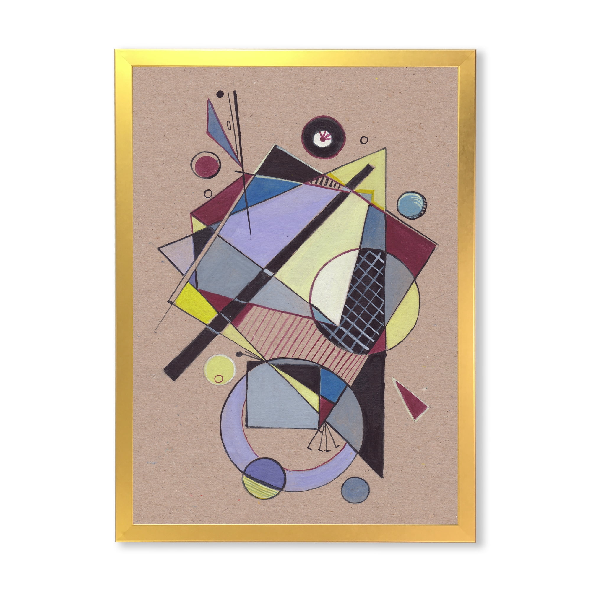 Designart 'Abstract Compositions Of Colored Geometric IV' Modern Framed Art Print