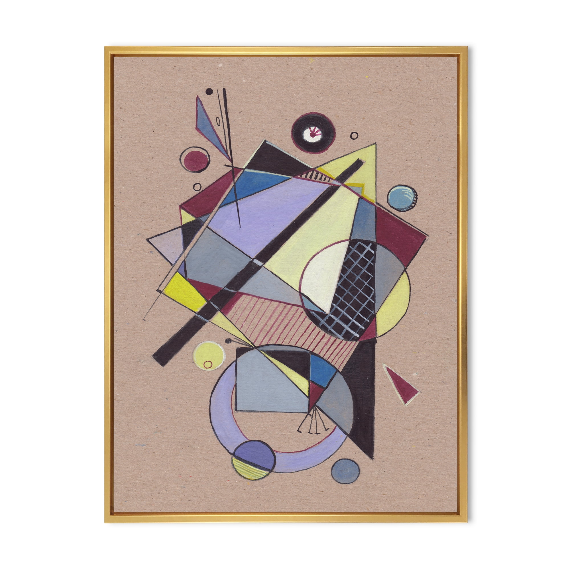 Designart 'Abstract Compositions Of Colored Geometric IV' Modern Framed Canvas Wall Art Print