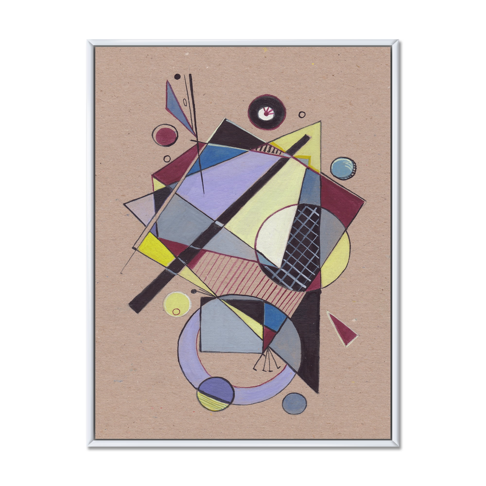 Designart 'Abstract Compositions Of Colored Geometric IV' Modern Framed Canvas Wall Art Print