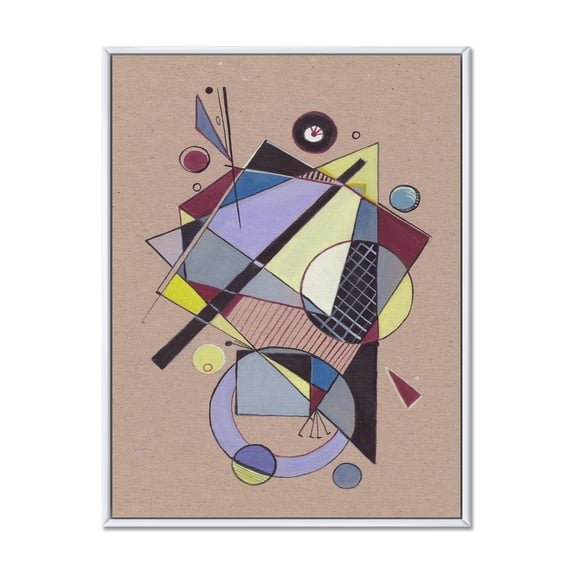 Designart 'Abstract Compositions Of Colored Geometric IV' Modern Framed Canvas Wall Art Print