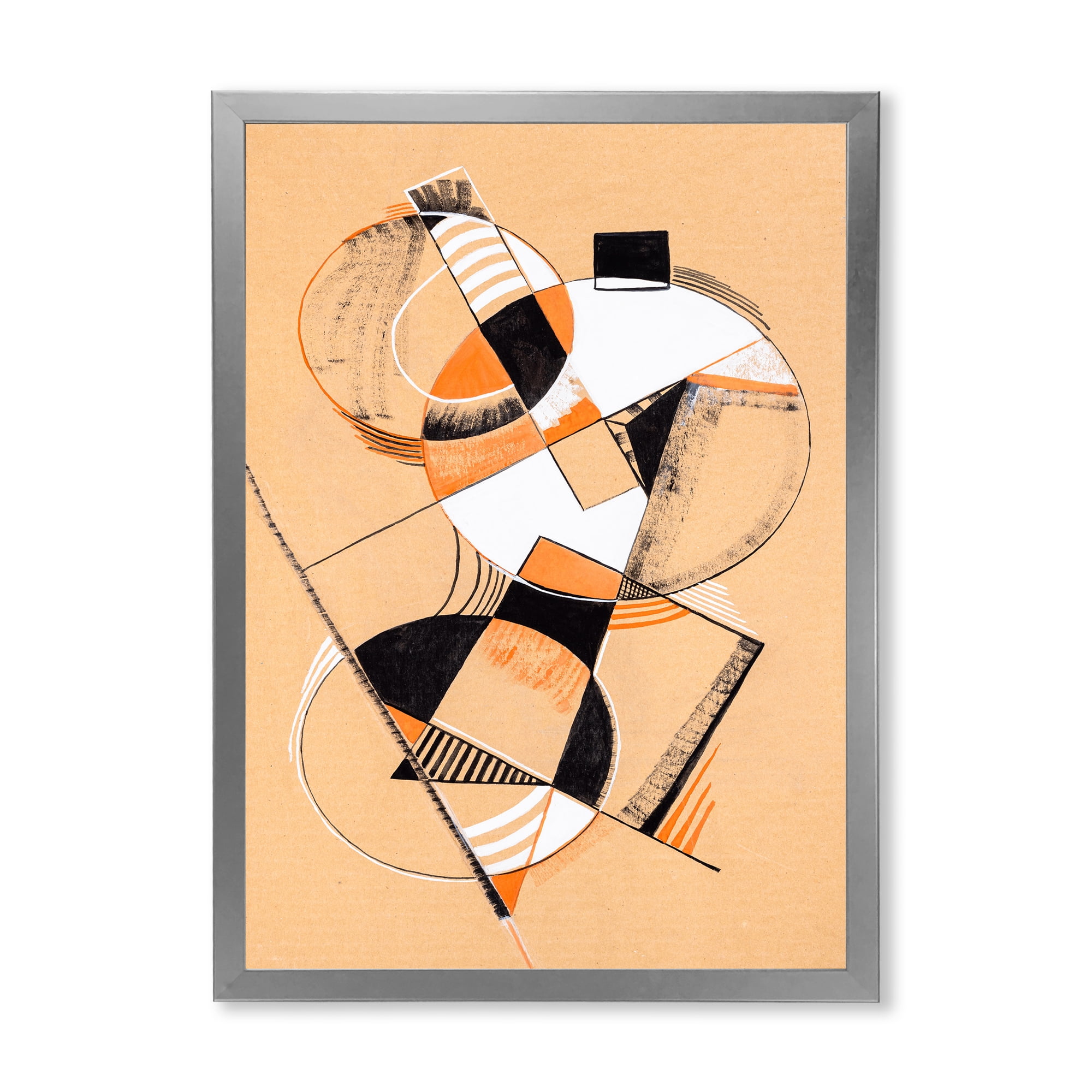 Designart 'Abstract Compositions Of Colored Geometric V' Modern Framed Art Print