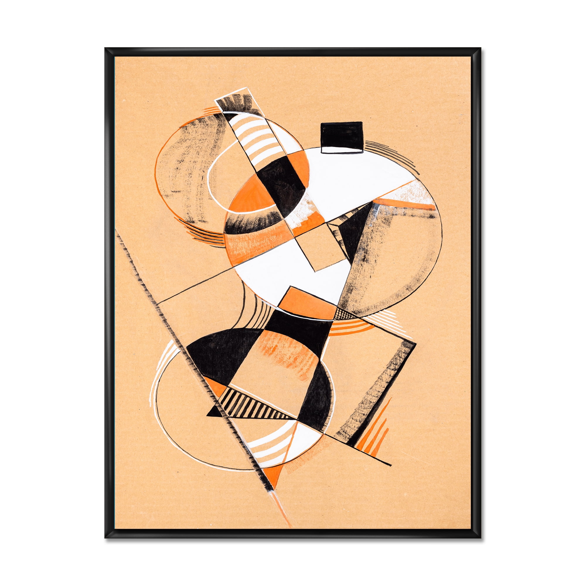 Designart 'Abstract Compositions Of Colored Geometric V' Modern Framed Canvas Wall Art Print