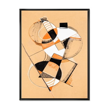 Designart 'Abstract Compositions Of Colored Geometric V' Modern Framed Canvas Wall Art Print