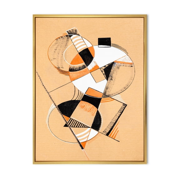 Designart 'Abstract Compositions Of Colored Geometric V' Modern Framed Canvas Wall Art Print
