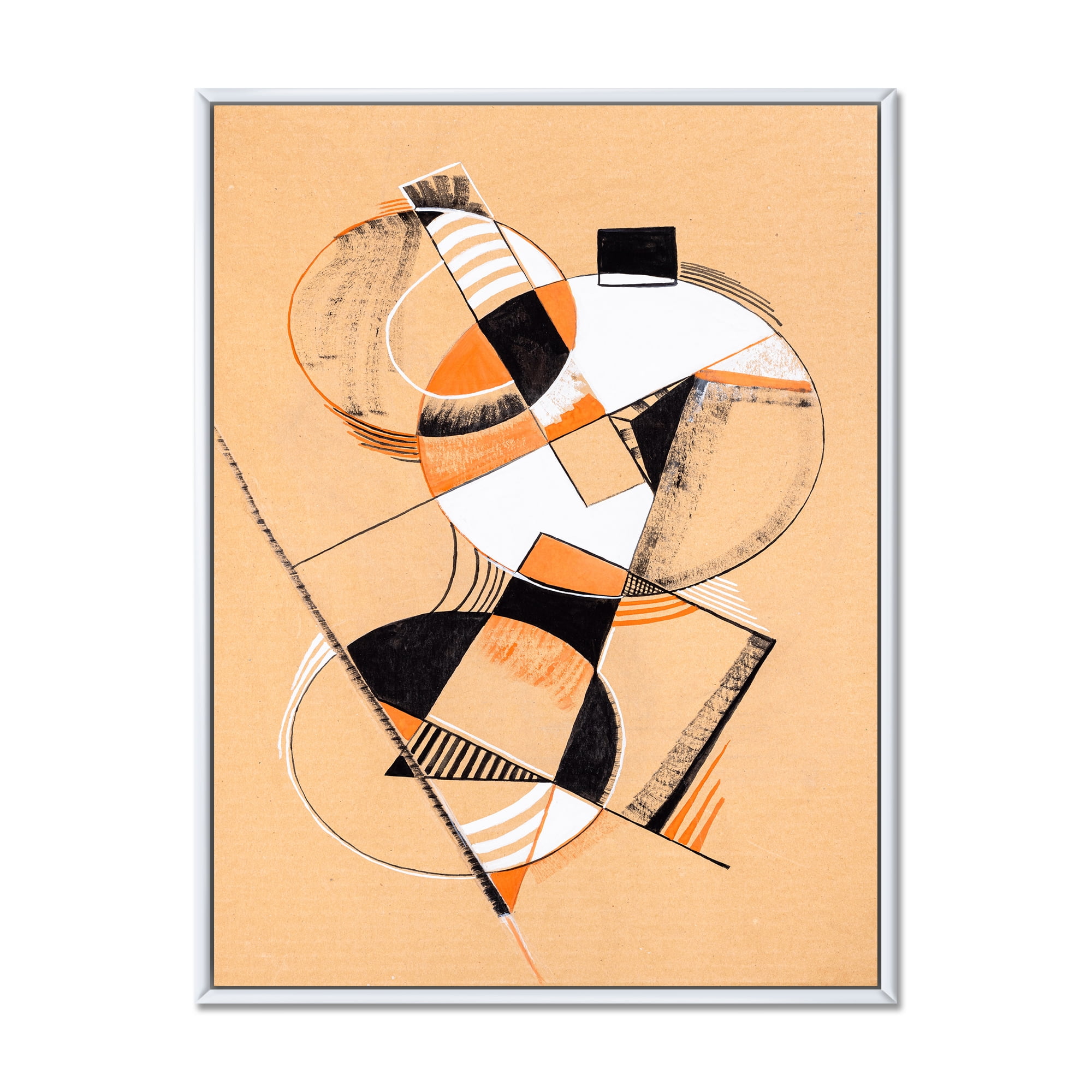 Designart 'Abstract Compositions Of Colored Geometric V' Modern Framed Canvas Wall Art Print