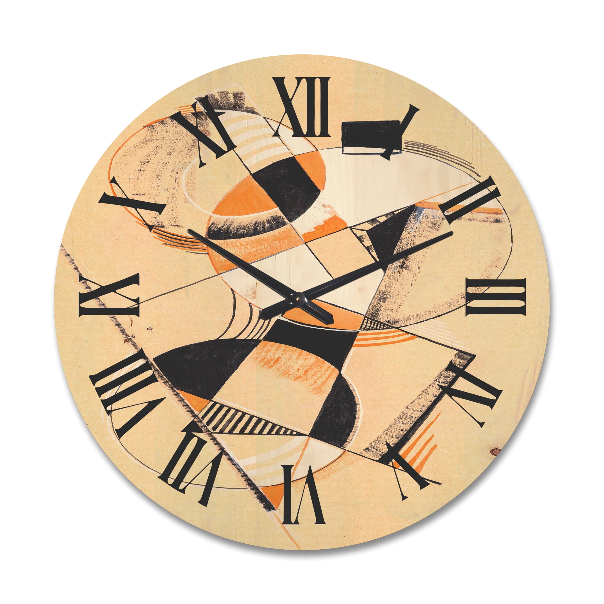 Designart 'Abstract Compositions Of Colored Geometric V' Modern Wood Wall Clock