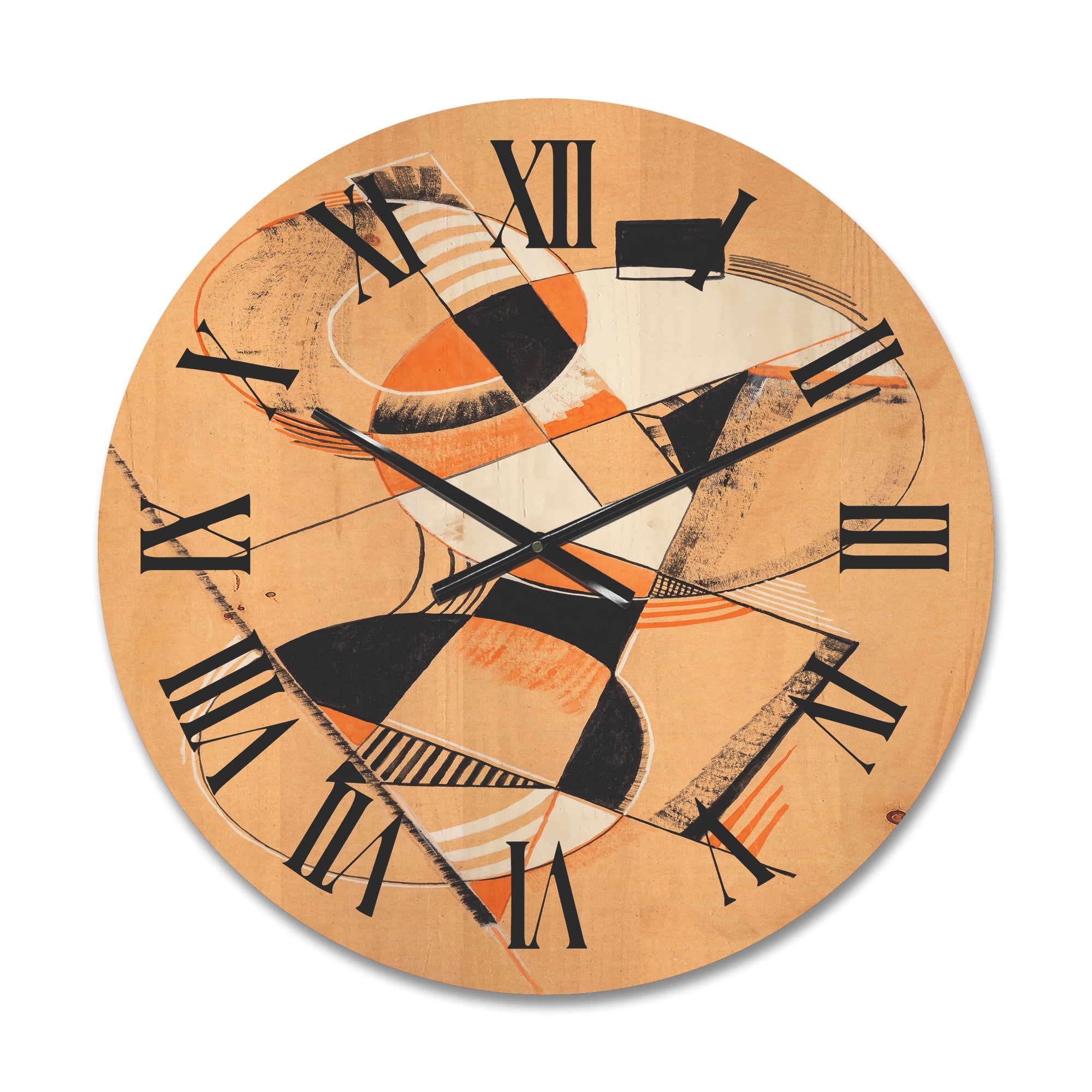 Designart 'Abstract Compositions Of Colored Geometric V' Modern Wood Wall Clock