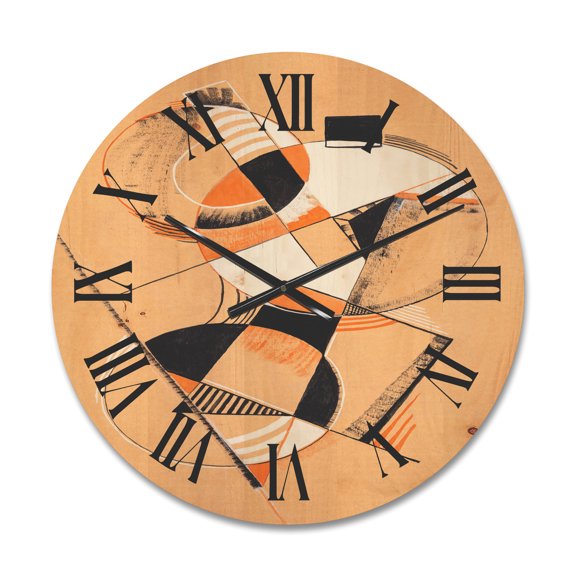 Designart 'Abstract Compositions Of Colored Geometric V' Modern Wood Wall Clock