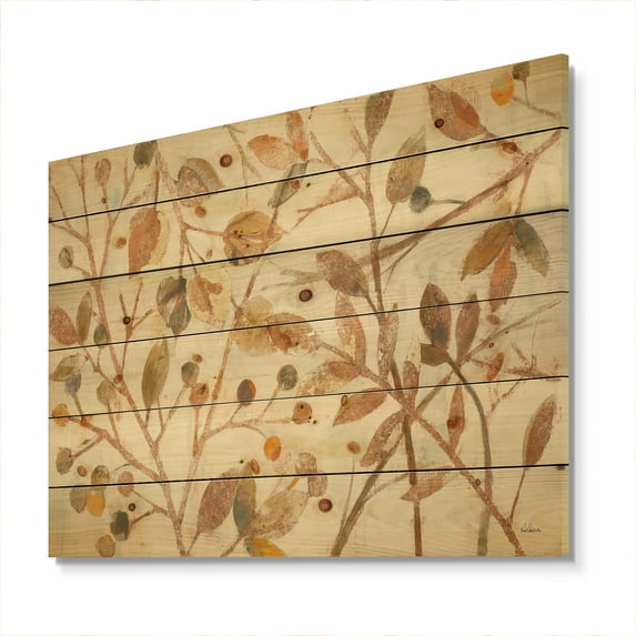 Designart 'Abstract Copper Branches Composition' Lake House Print on Natural Pine Wood