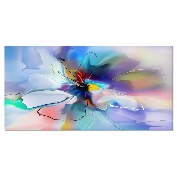 Designart 'Abstract Creative Blue Flower ' Extra Large Floral Wall Art