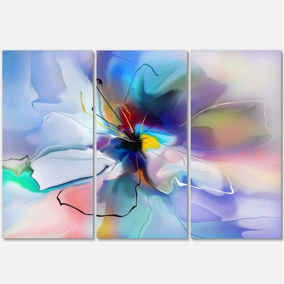Designart 'Abstract Creative Blue Flower ' Extra Large Floral Wall Art