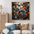 thumbnail image 1 of Designart "Abstract Cubes in Blue and Red III" Abstract Framed Wall Art - Blue Abstract Cubism Bedroom Framed Canvas Wall Art, 1 of 6