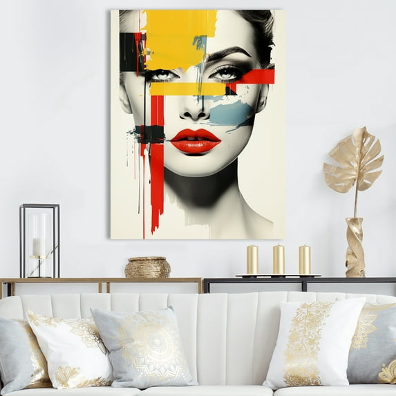 Designart "Abstract De Stijl Woman I" Fashion Woman Canvas Wall Art