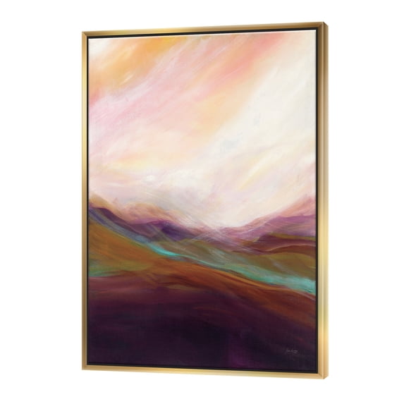 Designart ' Abstract Desert Dunes Watercolor Orange Yellow ' Cottage Framed Canvas
