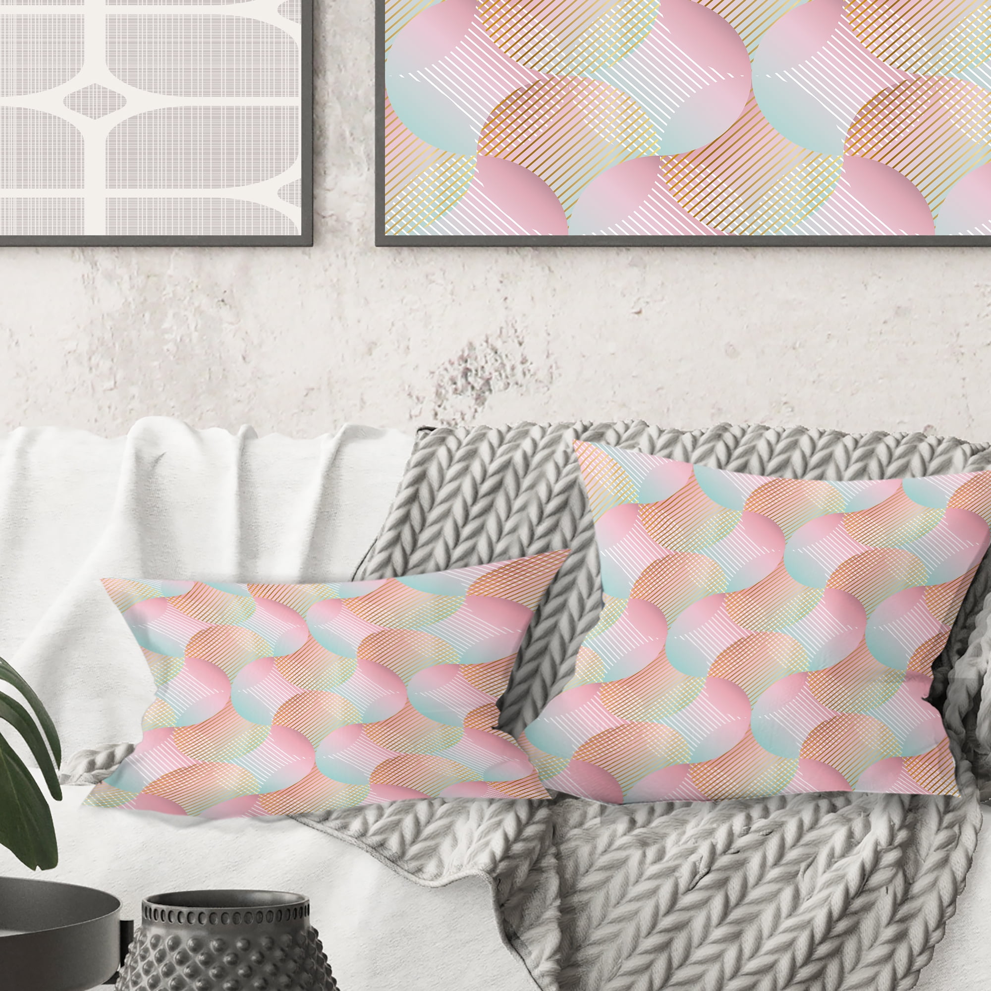 Designart Abstract Design Retro Pattern VII' Mid-Century Modern Throw Pillow - 18x18