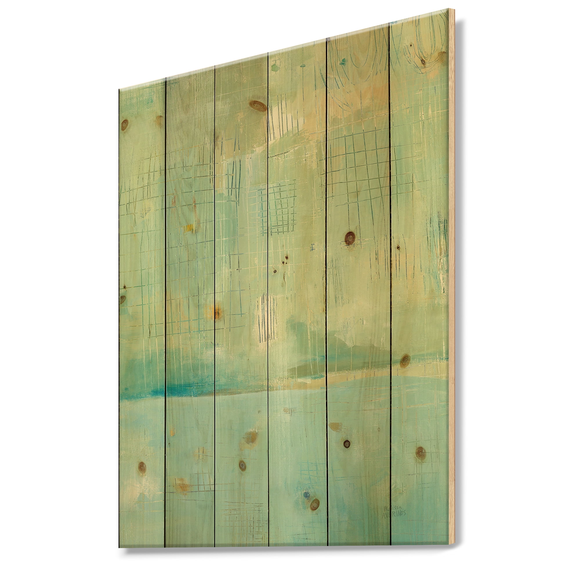 Designart 'Abstract Dreaming Of The Shore I' Nautical & Coastal Print on Natural Pine Wood