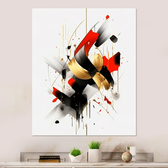 Designart "Abstract Dreamscape in Red and Black III" Abstract Shapes Metal Wall Art
