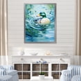 thumbnail image 1 of Designart "Abstract Duck Ripples II" Animals Framed Wall Art - Traditional Blue Duck Entryway Framed Wall Art Print, 1 of 6