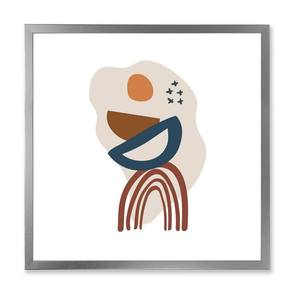 Designart 'Abstract Elementary Shapes In Terracotta Tones I' Modern Framed Art Print