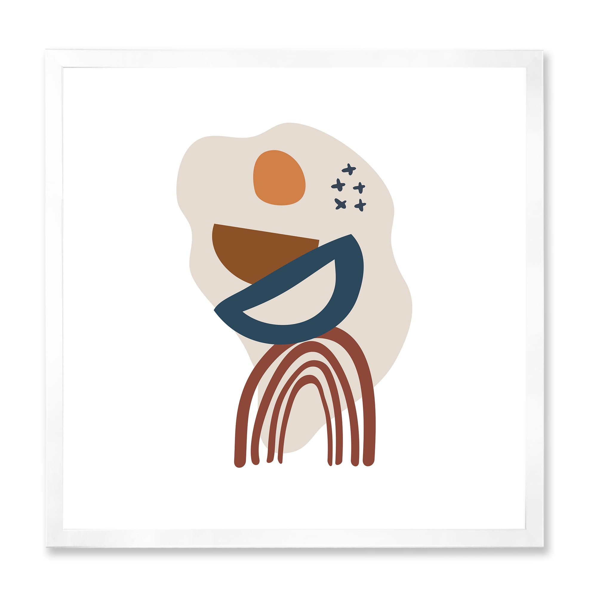 Designart 'Abstract Elementary Shapes In Terracotta Tones I' Modern Framed Art Print