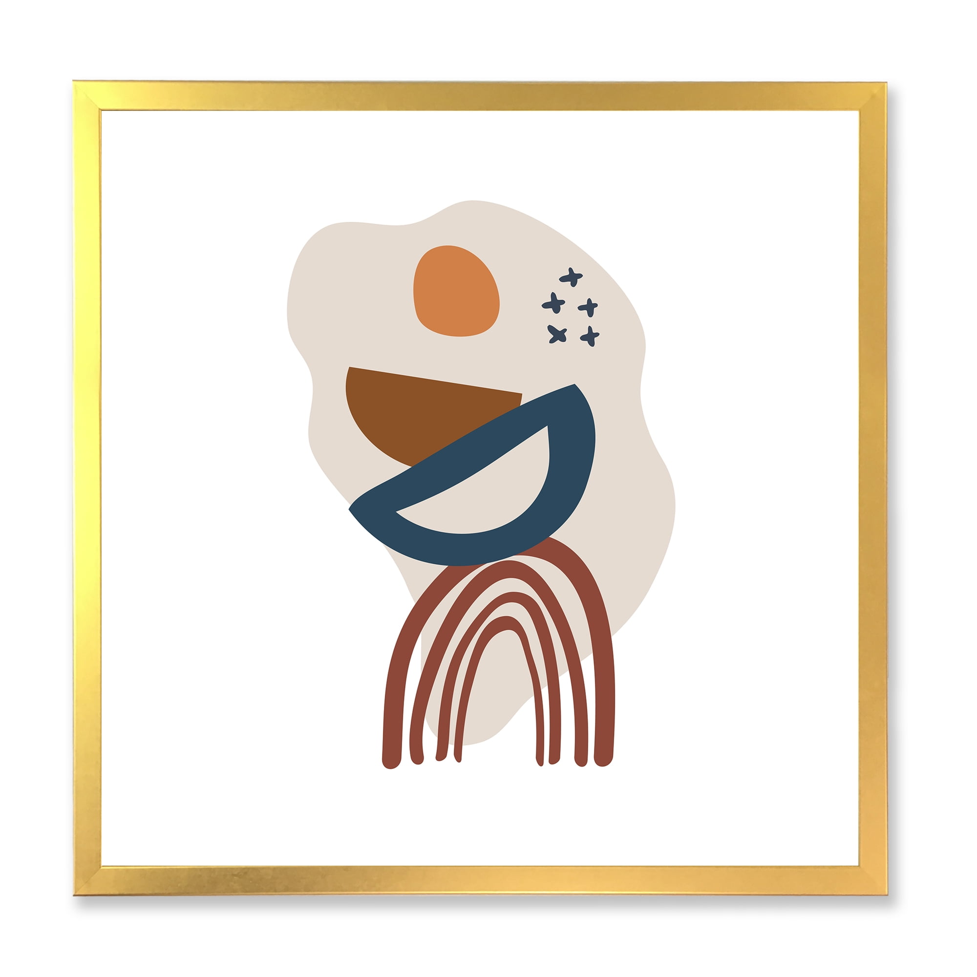 Designart 'Abstract Elementary Shapes In Terracotta Tones I' Modern Framed Art Print
