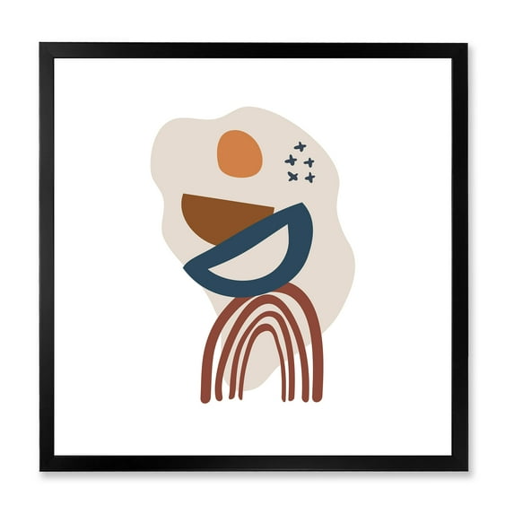 Designart 'Abstract Elementary Shapes In Terracotta Tones I' Modern Framed Art Print