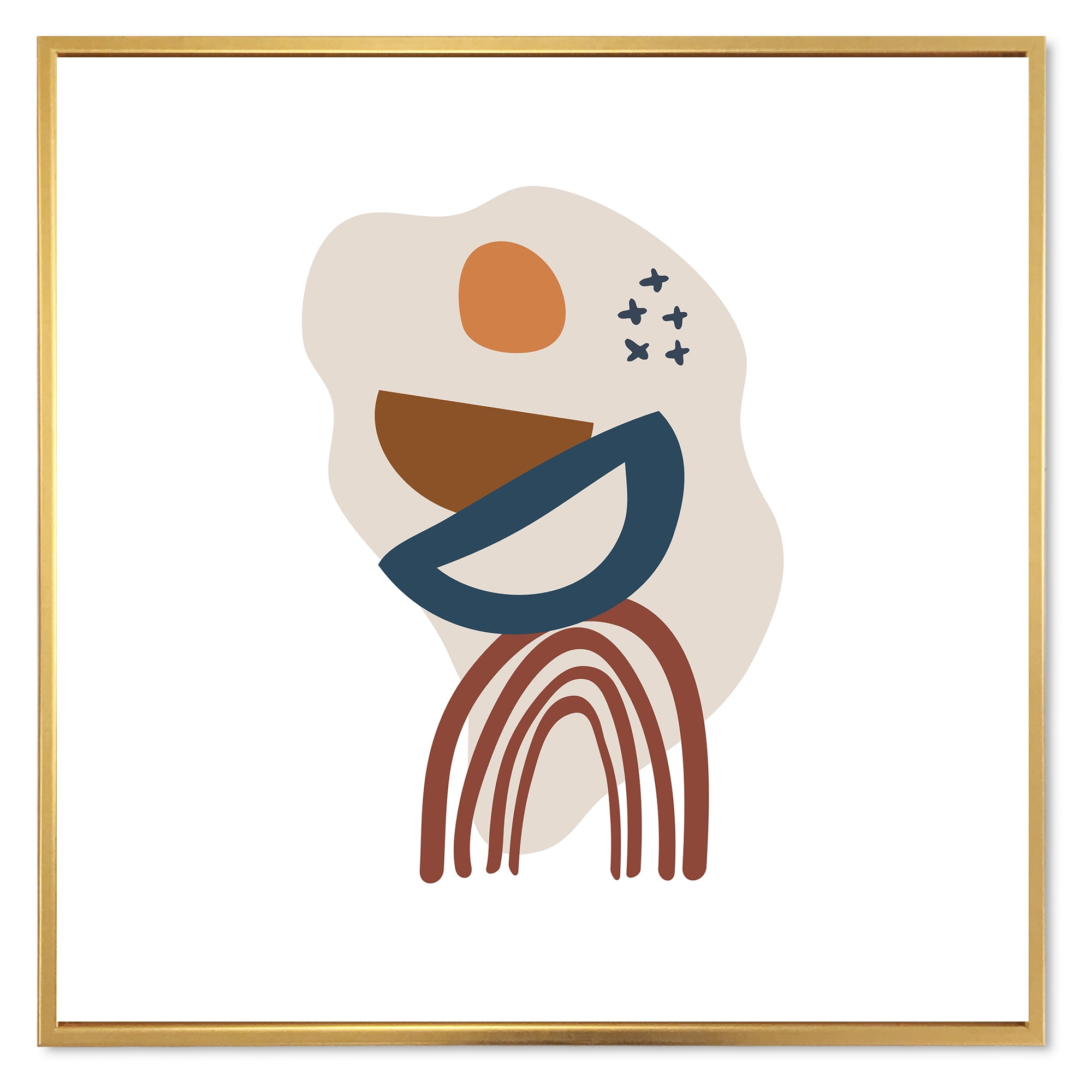 Designart 'Abstract Elementary Shapes In Terracotta Tones I' Modern Framed Canvas Wall Art Print