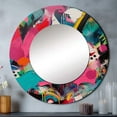 thumbnail image 1 of Designart "Abstract Enigma in Pink and Turquoise II" Abstract Rund Mirror For Wall Decor - Large Pink Round Print Mirror - Round Glam Mirror 29" x 29" Inch - Wall Mounted Round Large Mirror, 1 of 5