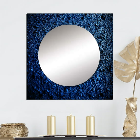 Designart "Abstract Euphoria Deep Blue Bliss" Abstract Painting Square Mirror Wall Decor Modern - Large Blue Square Bathroom Mirror - Square Printed Wall Mirror Art