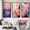 thumbnail image 1 of Designart "Abstract Expressionism Unfamiliar Happiness III" Abstract Painting Framed Wall Art Set Of 3 - Pink Modern Frame Gallery Set For Office Decor, 1 of 6