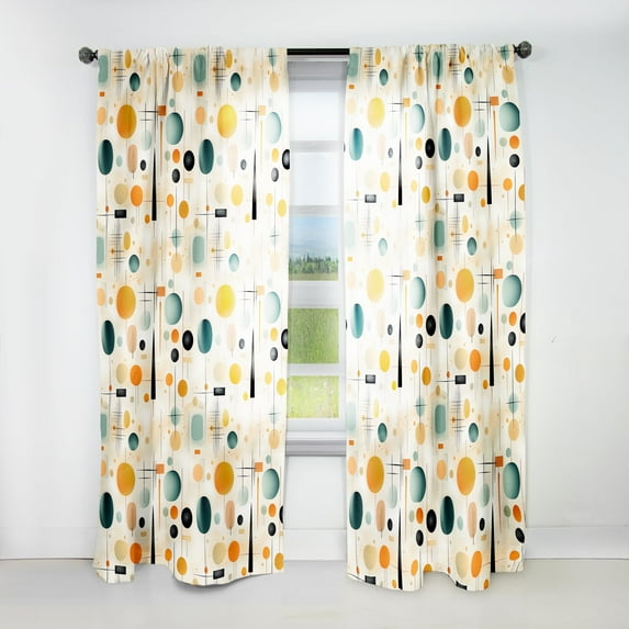 Designart "Abstract Expressions In Midcentury Modern I" Midcentury Curtain Panels