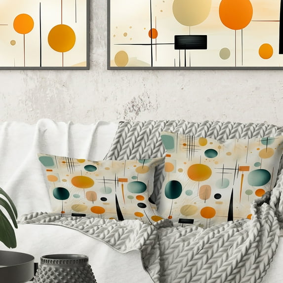 Designart "Abstract Expressions In Midcentury Modern I" Midcentury Printed Throw Pillow