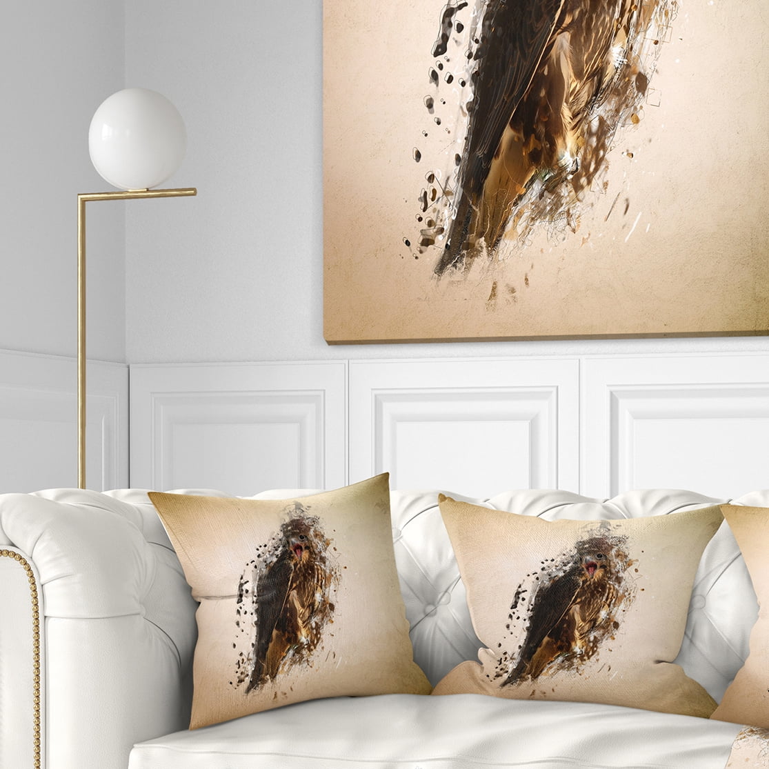 Designart Abstract Falcon in Flight - Animal Throw Pillow - 16x16