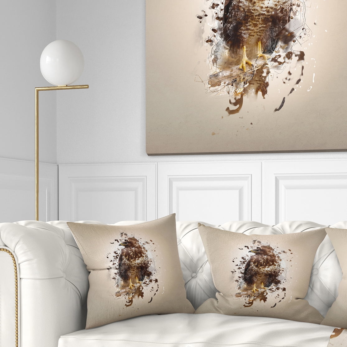 Designart Abstract Falcon on Branch - Animal Throw Pillow - 18x18