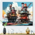 thumbnail image 1 of Designart "Abstract Fields Of Red And Blue Oil Rigs I" Oil Rigs / Fields Canvas Wall Art, 1 of 7