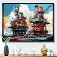 thumbnail image 1 of Designart "Abstract Fields Of Red And Blue Oil Rigs I" Oil Rigs / Fields Floater Framed Canvas Wall Art, 1 of 5