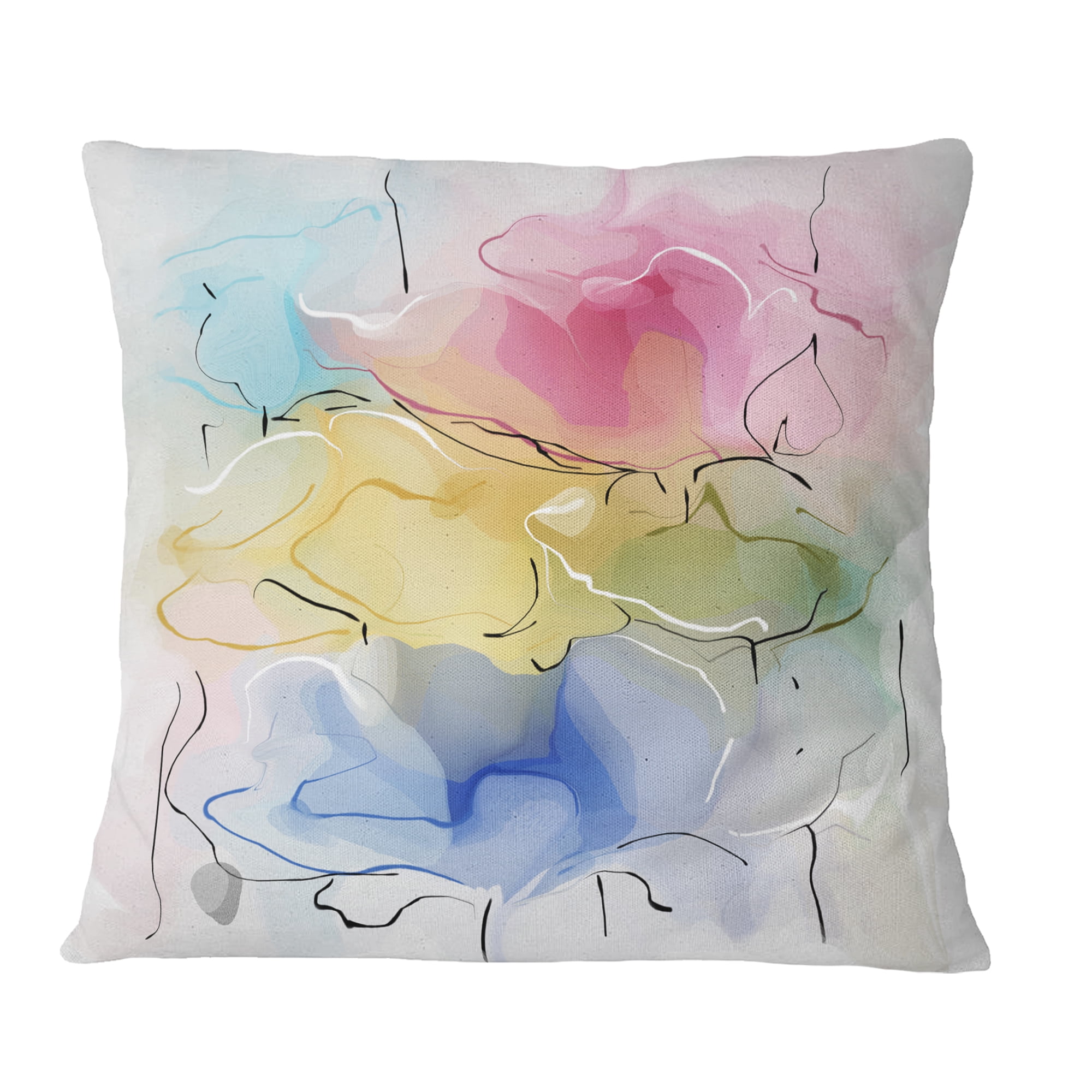 Designart Abstract Floral Illustration Design - Floral Throw Pillow - 16x16