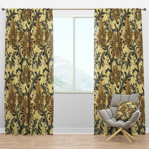 Designart 'Abstract Floral Pattern I' Bohemian & Eclectic Blackout Curtain Panel