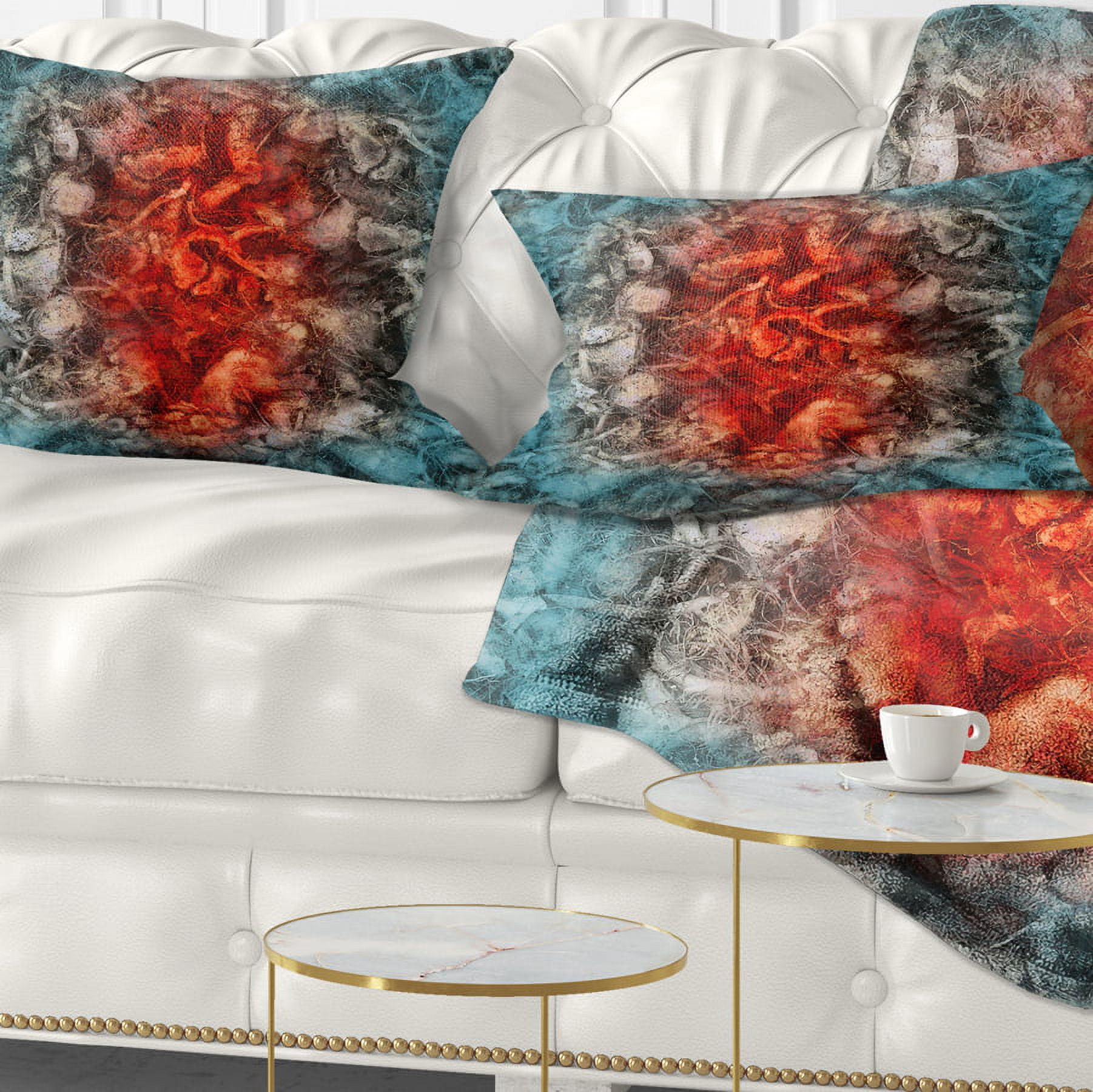 Designart Abstract Floral Texture Design - Abstract Throw Pillow - 12x20
