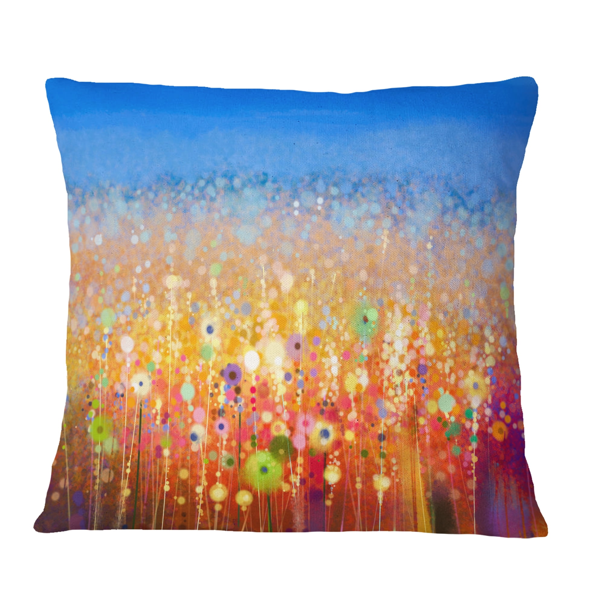 Designart Abstract Flower Field Watercolor Painting - Floral Throw Pillow - 18x18