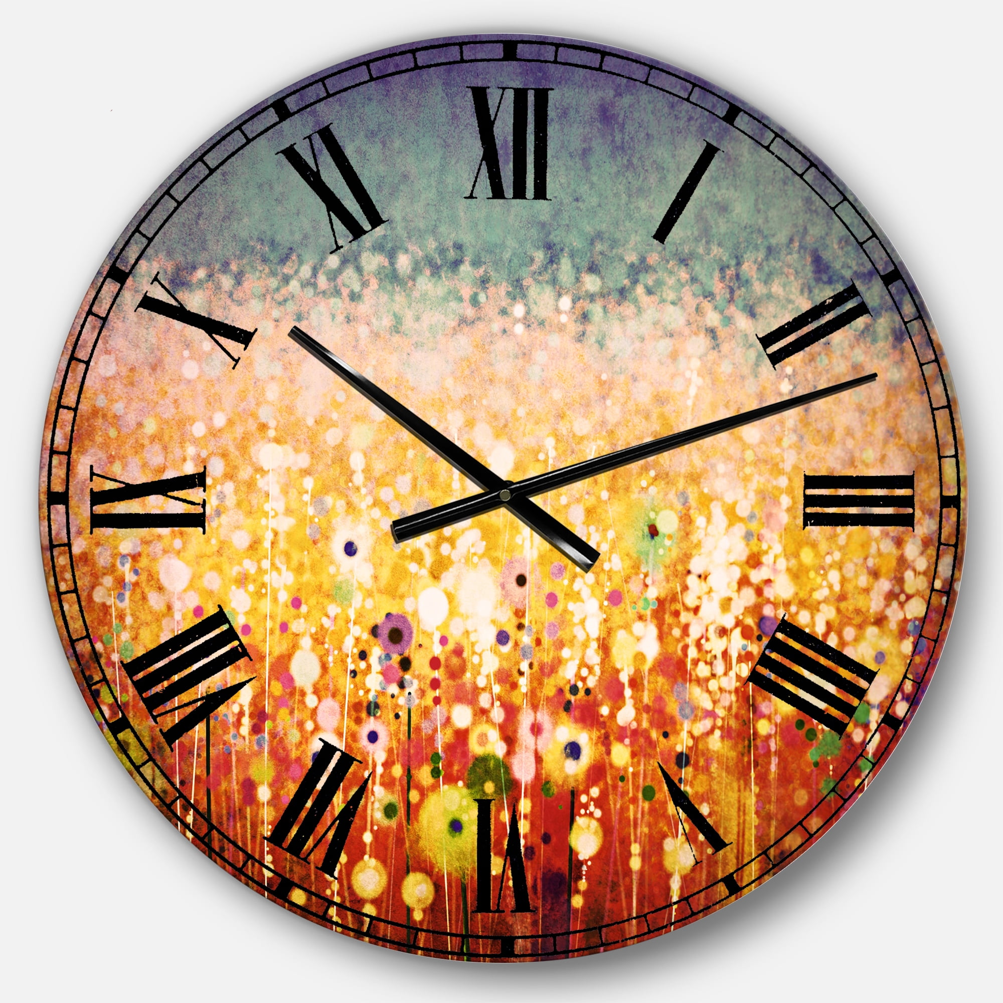 Designart 'Abstract Flower Field Watercolor Painting' Traditional wall clock