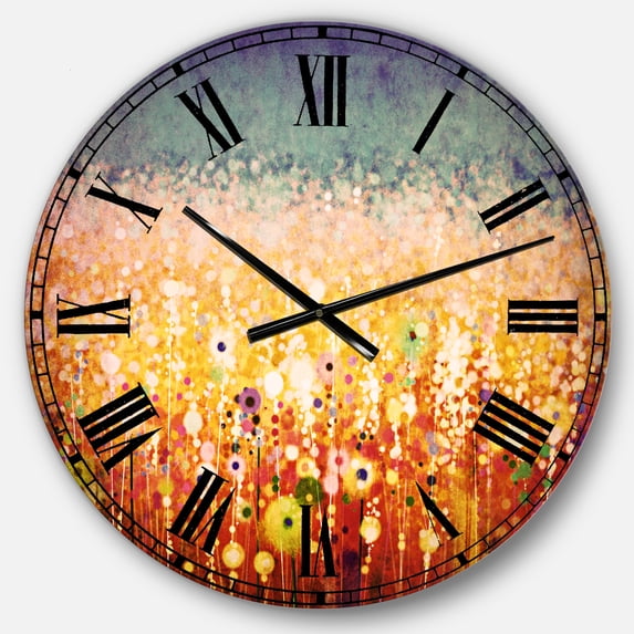 Designart 'Abstract Flower Field Watercolor Painting' Traditional wall clock