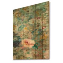 Designart 'Abstract Flower Shower I' Cabin & Lodge Print on Natural Pine Wood
