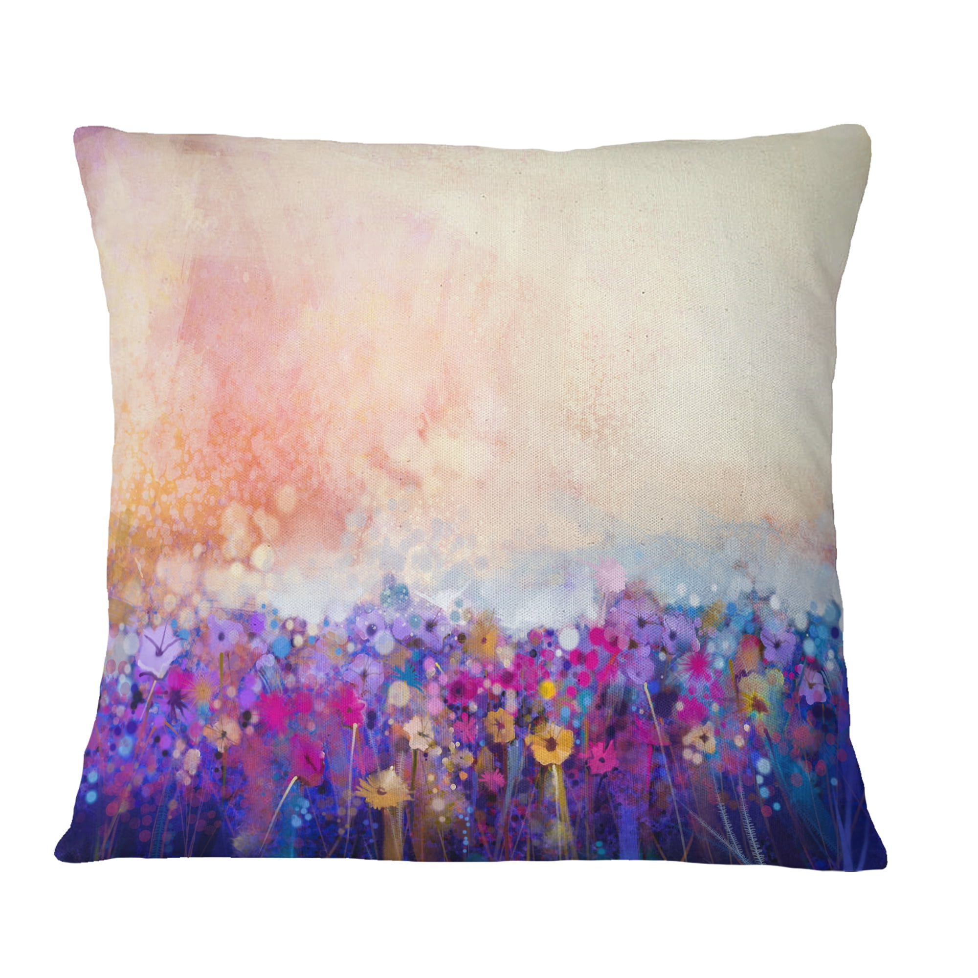 Designart Abstract Flower Watercolor Painting - Floral Throw Pillow - 18x18