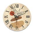 thumbnail image 1 of Designart 'Abstract Flowers Plants With Elementary Shapes II' Modern Wood Wall Clock, 1 of 5