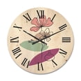 thumbnail image 1 of Designart 'Abstract Flowers Plants With Elementary Shapes IV' Modern Wood Wall Clock, 1 of 5